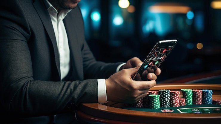 Pengguna dewasa meninjau akses aplikasi mobile